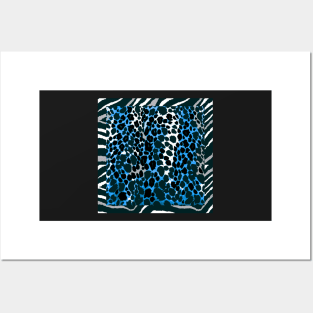 ANIMAL PRINT BLUE AND BLACK Posters and Art